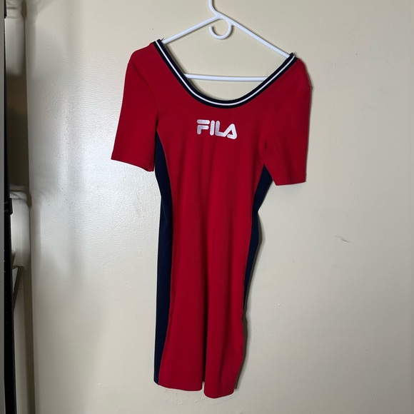 Fila Urban Outfitters Womens Dress Retro Short Sleeve Red Blue Size Medium - Picture 2 of 5